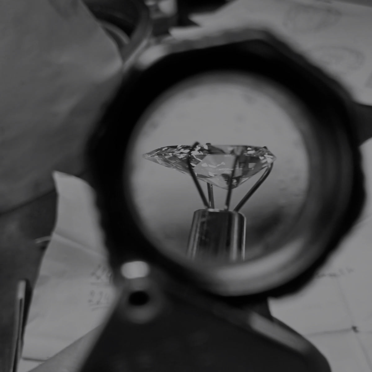 pear diamond, diamond loupe, diamond under loupe, meri diamonds